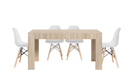 Oak Nordic Style Wooden Dining Table Set with 4 Chairs | Oak