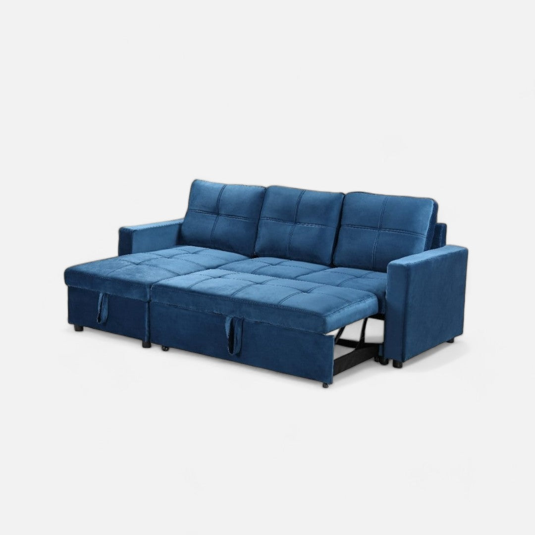 Blue Universal Corner Sofa Bed with Storage – Pau 215x135cm