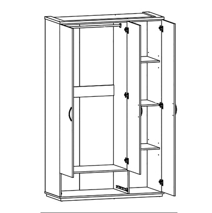 3-Door White Wardrobe with Mirror - Perfect for Your Bedroom