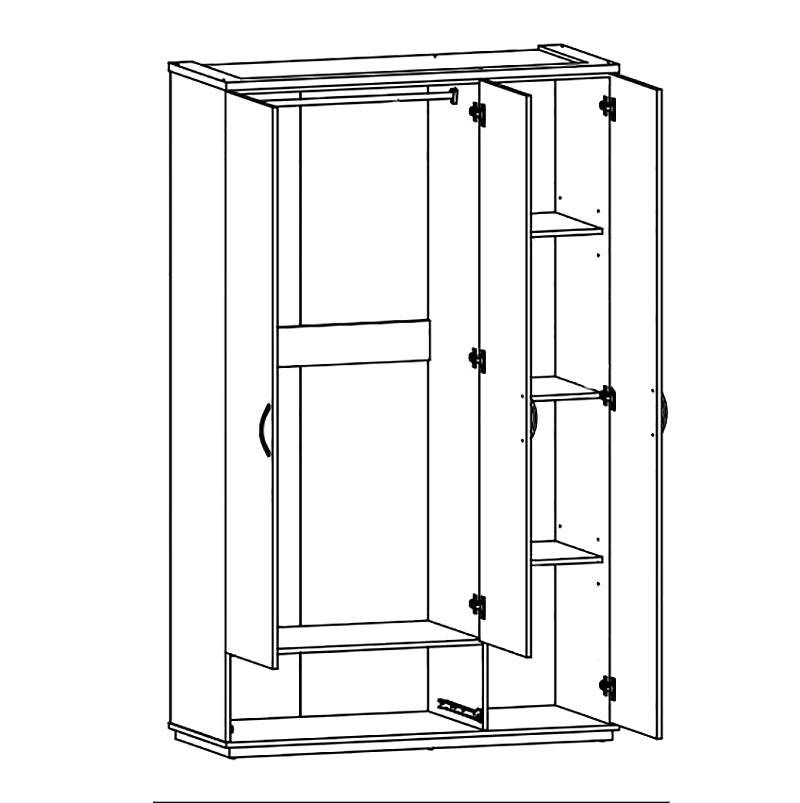 3-Door Oak Wardrobe with Mirror - Perfect for Your Bedroom