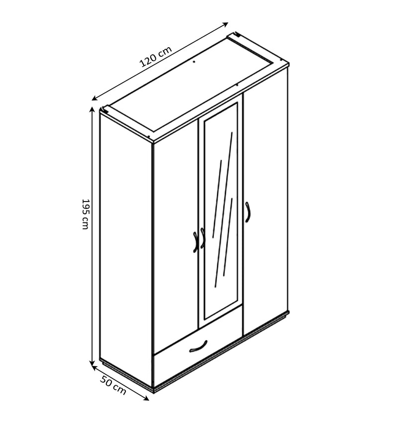 3-Door White Wardrobe with Mirror - Perfect for Your Bedroom