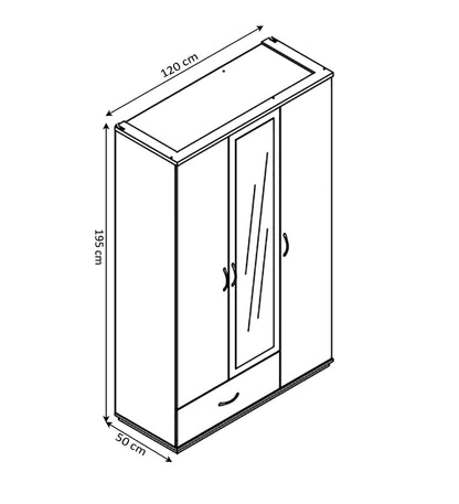 3-Door White Wardrobe with Mirror - Perfect for Your Bedroom