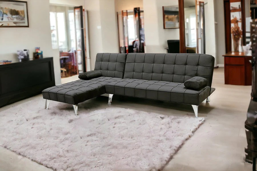 Black Velvet Corner Sofa Bed 3 seater sofa bed Click clack corner