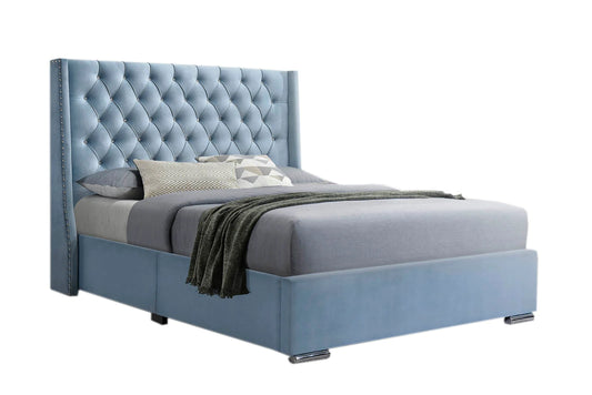 Blue Velvet Double Bed | Luxury Bedroom Furniture. Double Size, Meldives collection