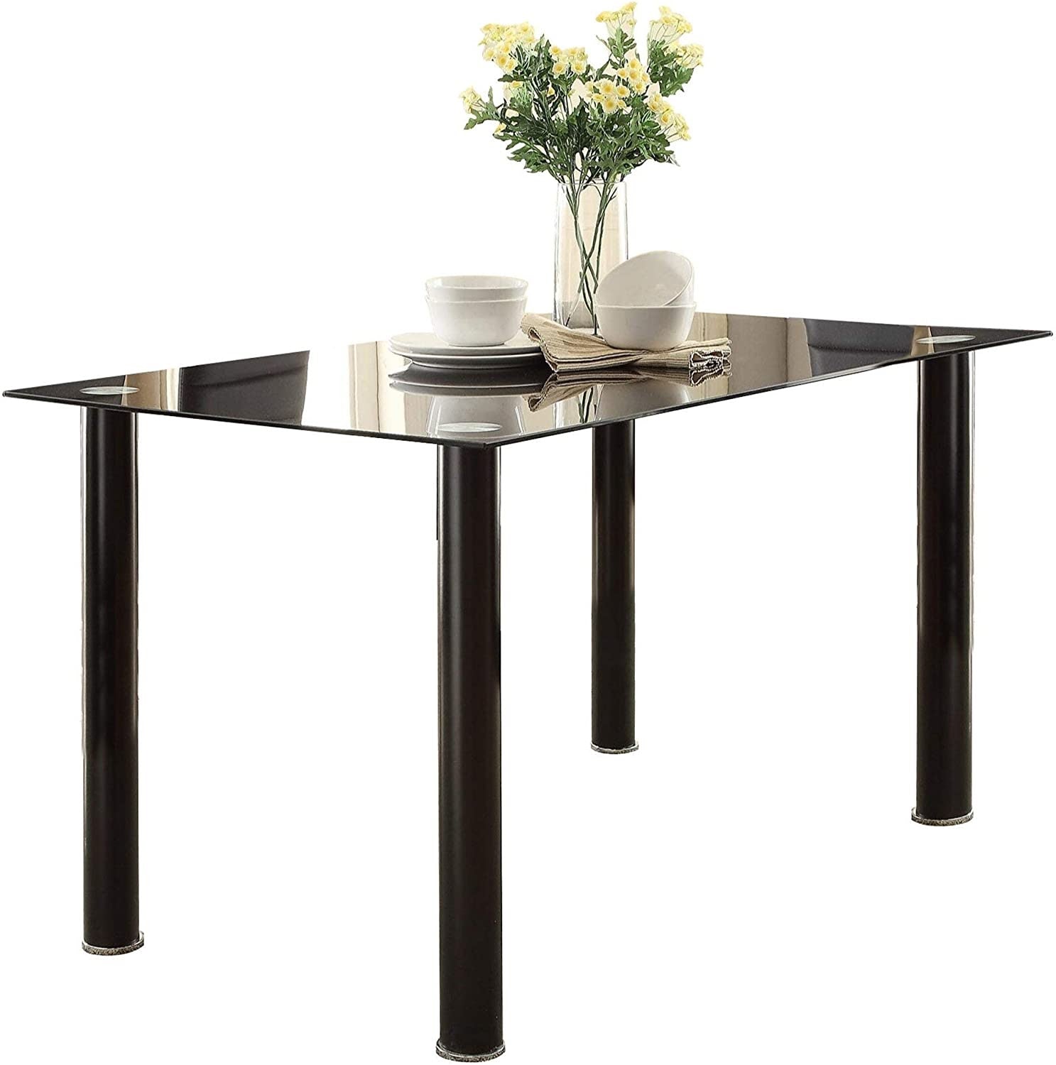 Black glass dining table deals with chrome legs