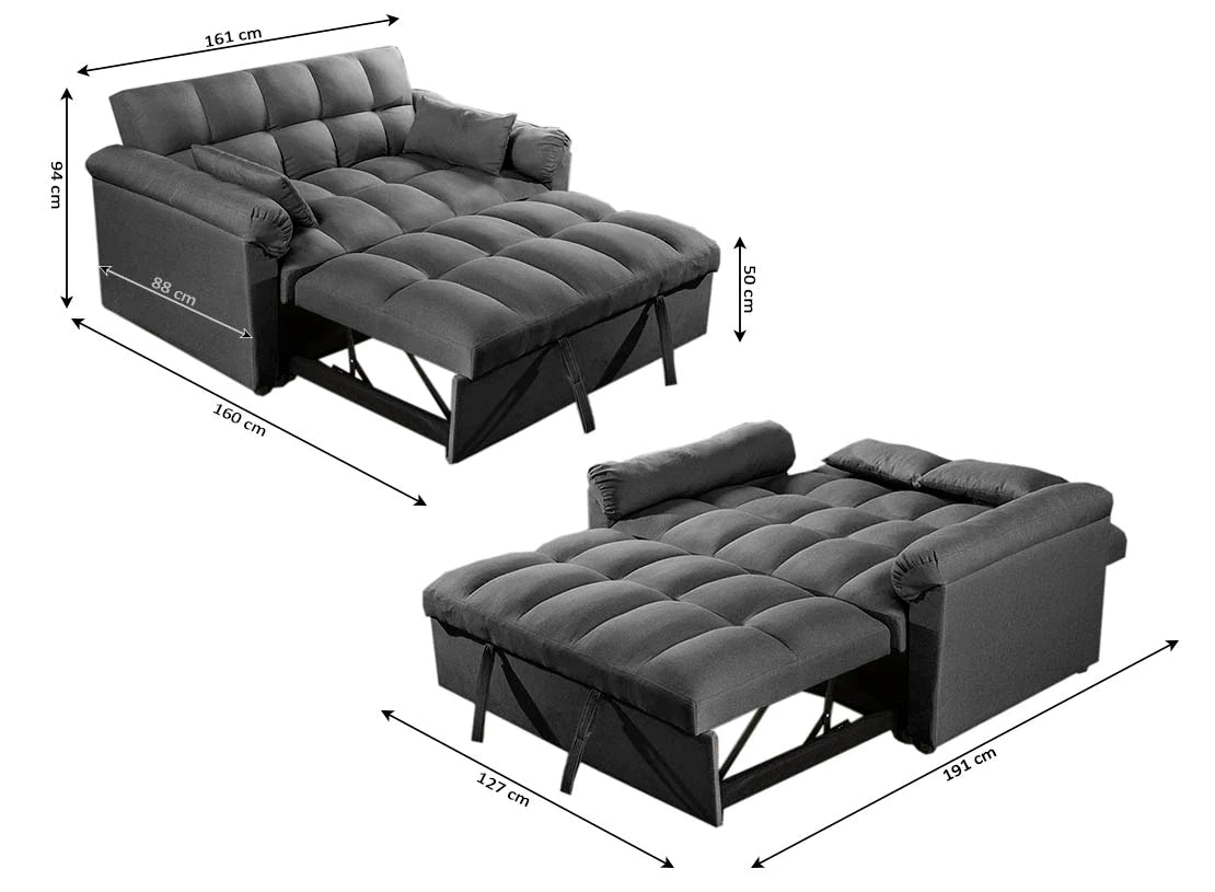 Dark Grey Tokyo Pull Out Double Sofa Bed – Space-Saving 2 Seater