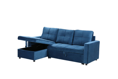 Blue Universal Corner Sofa Bed with Storage – Pau 215x135cm